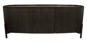 HomeRoots 80" Brown Distressed Solid Wood Ribbed Texture Sideboard - Stylish Storage for Any Room Decor 612039