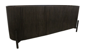 HomeRoots 80" Brown Distressed Solid Wood Ribbed Texture Sideboard - Stylish Storage for Any Room Decor 612039