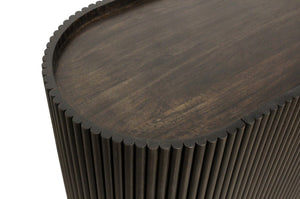 HomeRoots 80" Brown Distressed Solid Wood Ribbed Texture Sideboard - Stylish Storage for Any Room Decor 612039