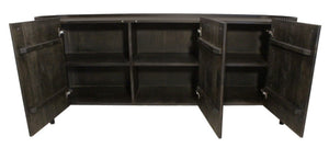 HomeRoots 80" Brown Distressed Solid Wood Ribbed Texture Sideboard - Stylish Storage for Any Room Decor 612039