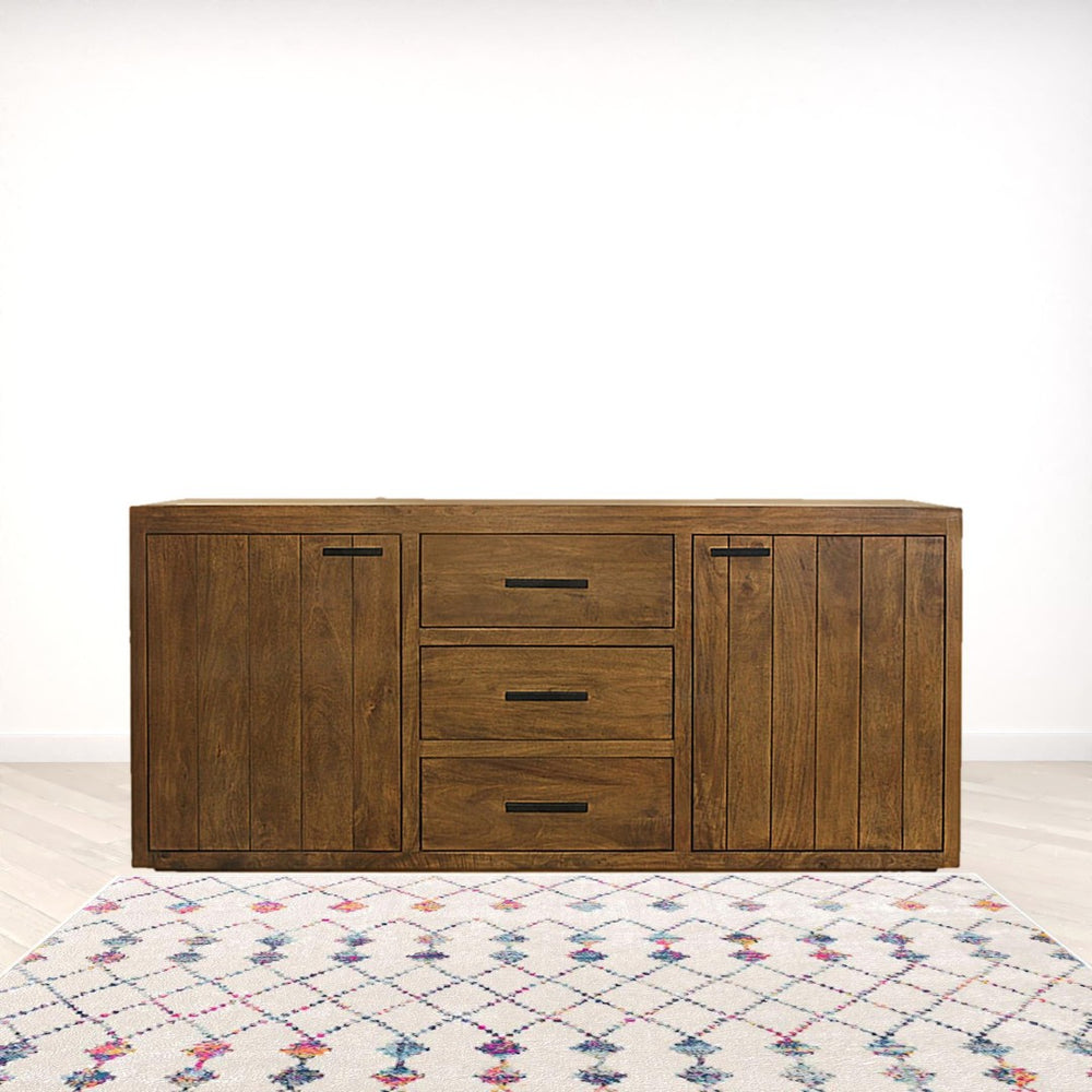 HomeRoots 71" Chestnut Distressed Solid Wood Sideboard - Versatile Storage with Vintage Charm & Style Upgrade! 612040