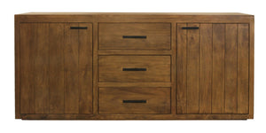 HomeRoots 71" Chestnut Distressed Solid Wood Sideboard - Versatile Storage with Vintage Charm & Style Upgrade! 612040