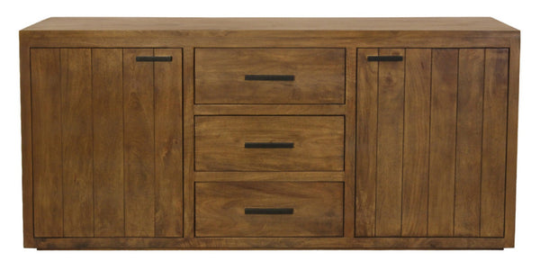 HomeRoots 71" Chestnut Distressed Solid Wood Sideboard - Versatile Storage with Vintage Charm & Style Upgrade! 612040