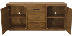 HomeRoots 71" Chestnut Distressed Solid Wood Sideboard - Versatile Storage with Vintage Charm & Style Upgrade! 612040