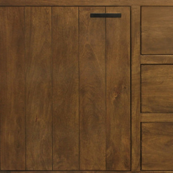 HomeRoots 71" Chestnut Distressed Solid Wood Sideboard - Versatile Storage with Vintage Charm & Style Upgrade! 612040