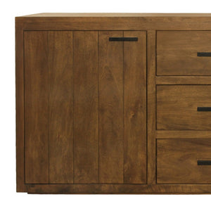 HomeRoots 71" Chestnut Distressed Solid Wood Sideboard - Versatile Storage with Vintage Charm & Style Upgrade! 612040