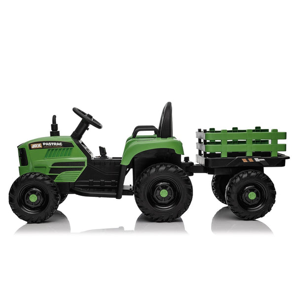 English Elm Ride on Electric Tractor Toy with Trailer 24v 400w Dual Motors Remote Control Led Emerald W1578P194690