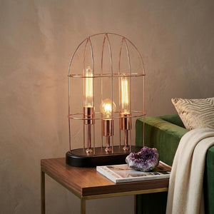 19 Inch Rose Gold Black Metal Lantern with Shade Elegant Glam Accent for Any Room