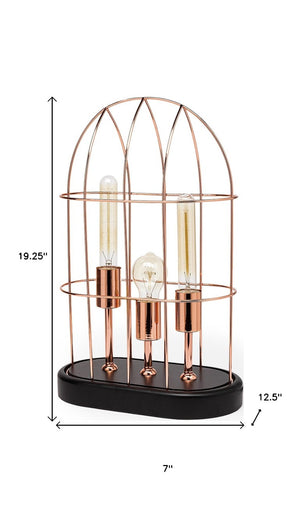 19 Inch Rose Gold Black Metal Lantern with Shade Elegant Glam Accent for Any Room