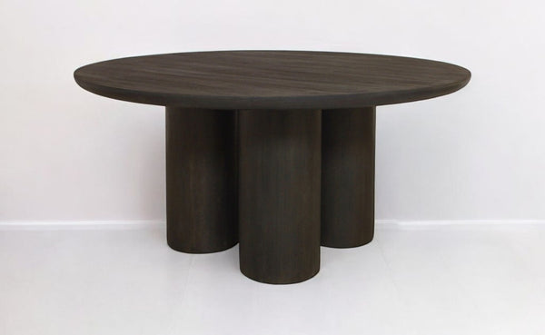 HomeRoots Seven-Piece Dark Brown Round Solid Wood Dining Set with Elegant Wingback Chairs for Cozy Gatherings 612050