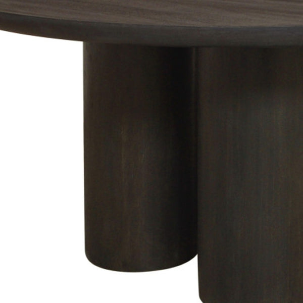 HomeRoots Seven-Piece Dark Brown Round Solid Wood Dining Set with Elegant Wingback Chairs for Cozy Gatherings 612050