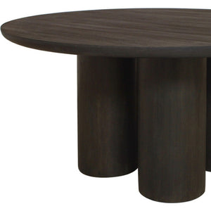 HomeRoots Seven-Piece Dark Brown Round Solid Wood Dining Set with Elegant Wingback Chairs for Cozy Gatherings 612050