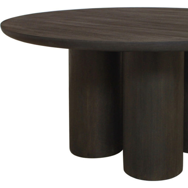 HomeRoots Seven-Piece Dark Brown Round Solid Wood Dining Set with Elegant Wingback Chairs for Cozy Gatherings 612050