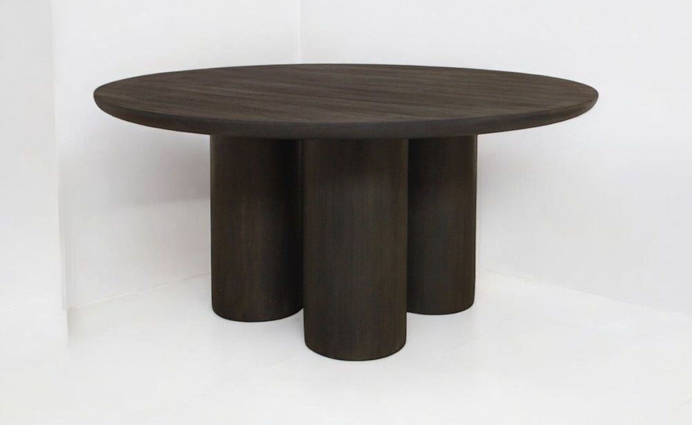 HomeRoots Seven Piece Dark Brown Round Solid Wood Dining Set - Vintage Style with Six Comfortable Chairs 612053