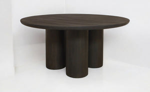 HomeRoots Seven Piece Dark Brown Round Solid Wood Dining Set - Vintage Style with Six Comfortable Chairs 612053