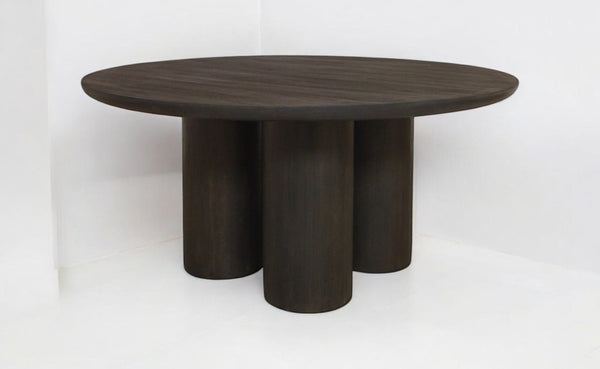 HomeRoots Seven Piece Dark Brown Round Solid Wood Dining Set - Vintage Style with Six Comfortable Chairs 612053
