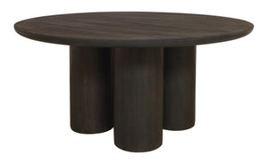 HomeRoots Seven Piece Dark Brown Solid Wood Dining Set: Round Table & Six Elegant Wing-Back Chairs 612054