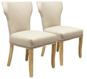 HomeRoots Seven Piece Dark Brown Solid Wood Dining Set: Round Table & Six Elegant Wing-Back Chairs 612054