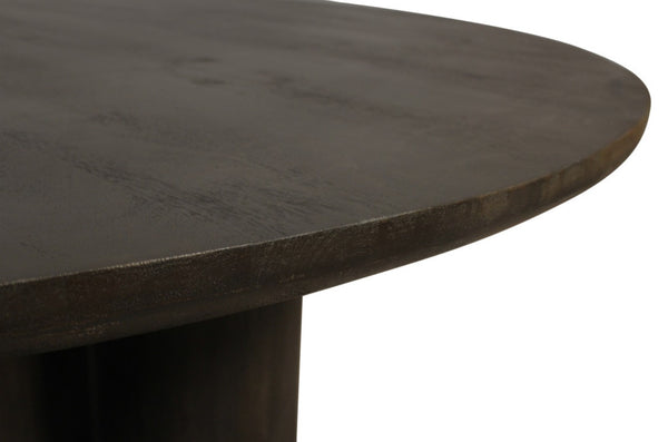 HomeRoots Seven Piece Dark Brown Solid Wood Dining Set: Round Table & Six Elegant Wing-Back Chairs 612054