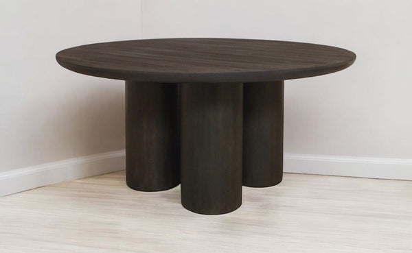 HomeRoots Seven Piece Dark Brown Solid Wood Dining Set with Stylish Wing-Back Chairs for Cozy Meals 612055