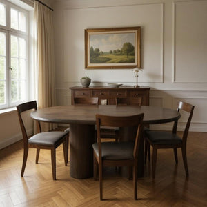 HomeRoots Seven-Piece Dark Brown Solid Wood Dining Set with Wing-Back Chairs for Timeless Elegance & Comfort 612056