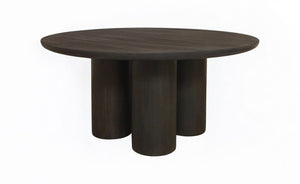 HomeRoots Seven Piece Rustic Dark Brown Round Solid Wood Dining Set with 6 Wing-Back Chairs for Elegance 612057