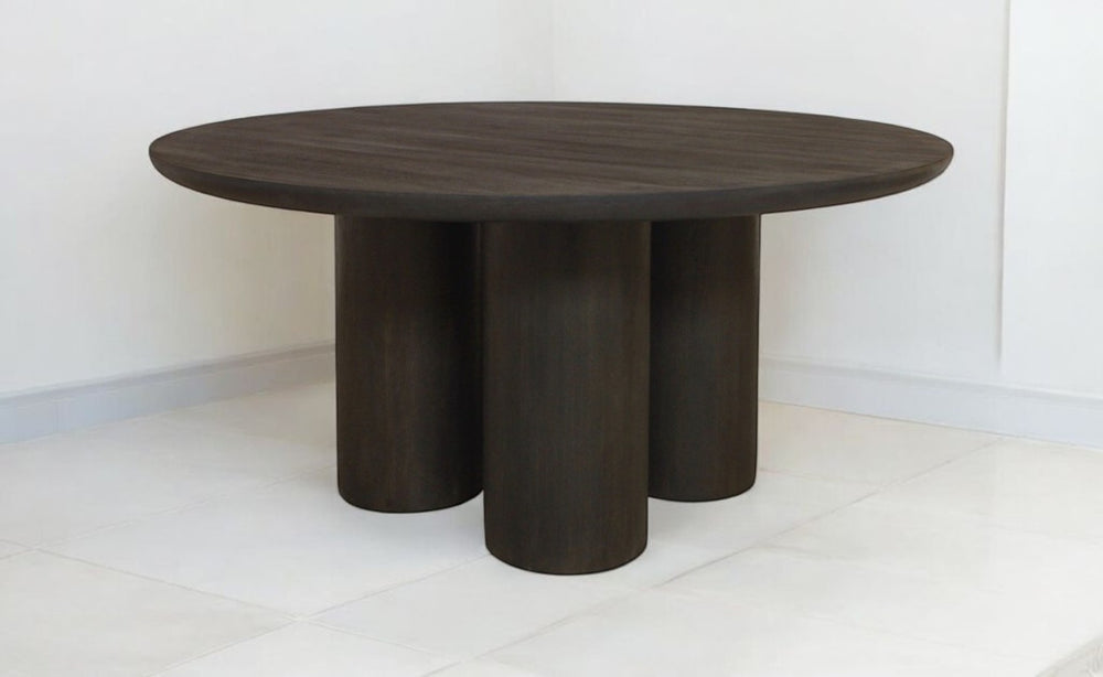 HomeRoots Seven-Piece Dark Brown Solid Wood Dining Set with 6 Wishbone Chairs for Rustic Elegance & Comfort 612060