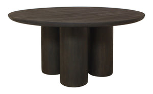 HomeRoots Seven Piece Round Solid Wood Dining Set: Dark Brown Table & 6 Wingback Chairs for Cozy Gatherings 612062