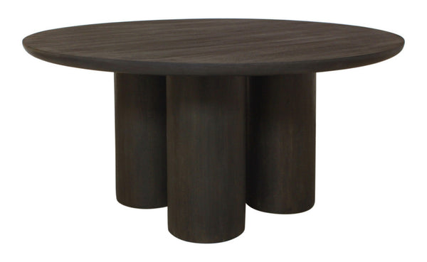 HomeRoots Seven Piece Round Solid Wood Dining Set: Dark Brown Table & 6 Wingback Chairs for Cozy Gatherings 612062