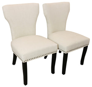 HomeRoots Seven Piece Dark Brown Round Solid Wood Dining Set with Chic Wingback Chairs for Stylish Dining 612063