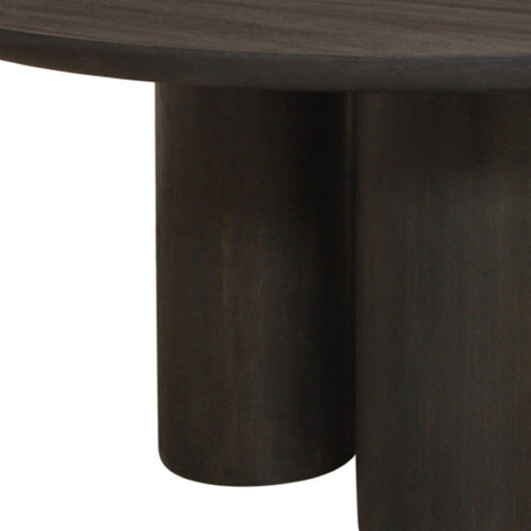 HomeRoots Seven Piece Dark Brown Round Solid Wood Dining Set with Chic Wingback Chairs for Stylish Dining 612063