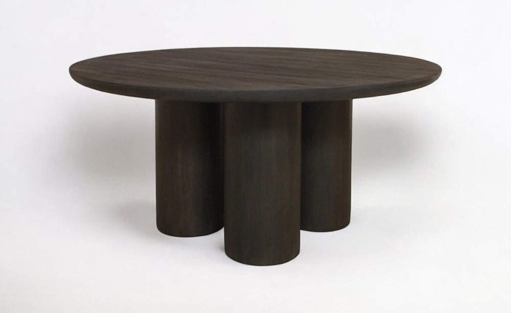 HomeRoots Seven Piece Dark Brown Round Solid Wood Dining Set with Chic Wingback Chairs for Stylish Dining 612063