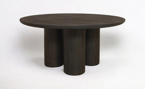 HomeRoots Seven Piece Dark Brown Round Solid Wood Dining Set with Chic Wingback Chairs for Stylish Dining 612063