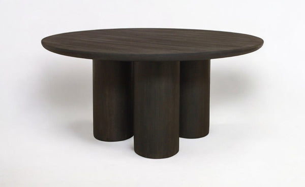 HomeRoots Seven Piece Dark Brown Round Solid Wood Dining Set with Chic Wingback Chairs for Stylish Dining 612063