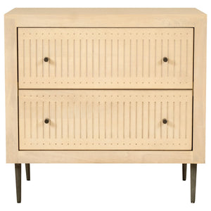 HomeRoots 28" Natural Solid Wood Nightstand with Rustic Carved Details, 2 Drawers & Versatile Accent Table Design 612087