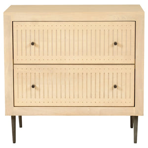HomeRoots 28" Natural Solid Wood Nightstand with Rustic Carved Details, 2 Drawers & Versatile Accent Table Design 612087