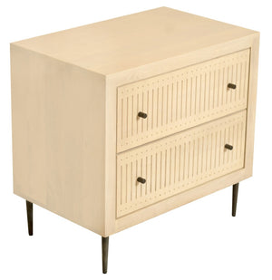 HomeRoots 28" Natural Solid Wood Nightstand with Rustic Carved Details, 2 Drawers & Versatile Accent Table Design 612087