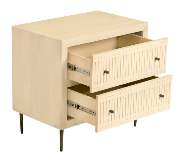 HomeRoots 28" Natural Solid Wood Nightstand with Rustic Carved Details, 2 Drawers & Versatile Accent Table Design 612087