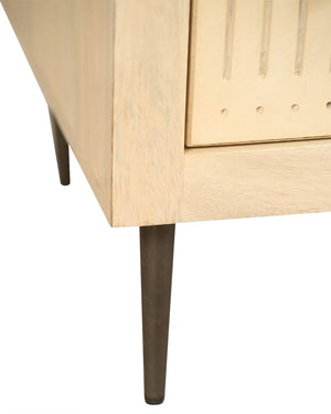 HomeRoots 28" Natural Solid Wood Nightstand with Rustic Carved Details, 2 Drawers & Versatile Accent Table Design 612087