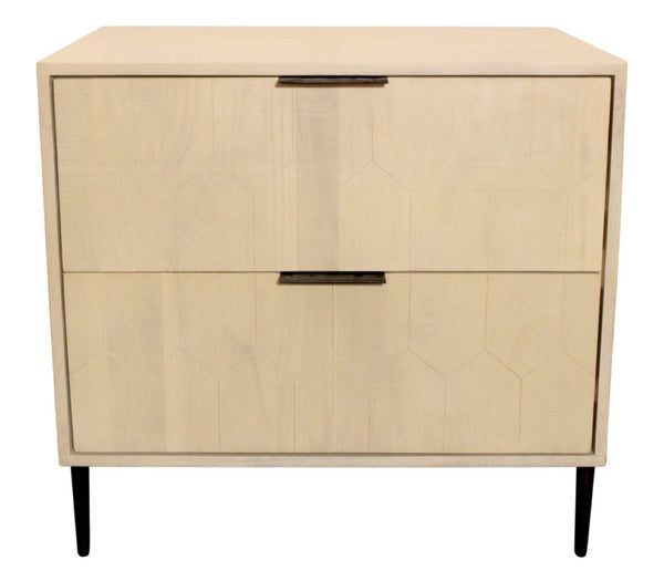 HomeRoots 28" Rustic Solid Wood Nightstand with Two Drawers, Hand-Carved Details, Vintage Charm & Versatile Use 612088