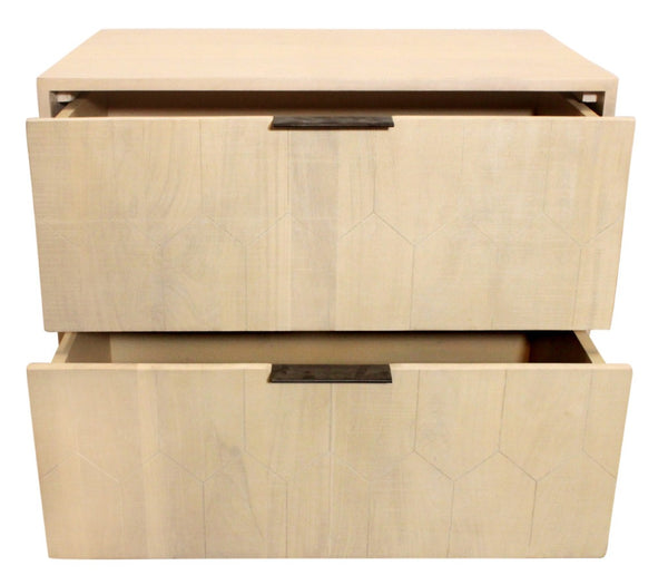 HomeRoots 28" Rustic Solid Wood Nightstand with Two Drawers, Hand-Carved Details, Vintage Charm & Versatile Use 612088