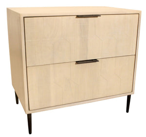 HomeRoots 28" Rustic Solid Wood Nightstand with Two Drawers, Hand-Carved Details, Vintage Charm & Versatile Use 612088