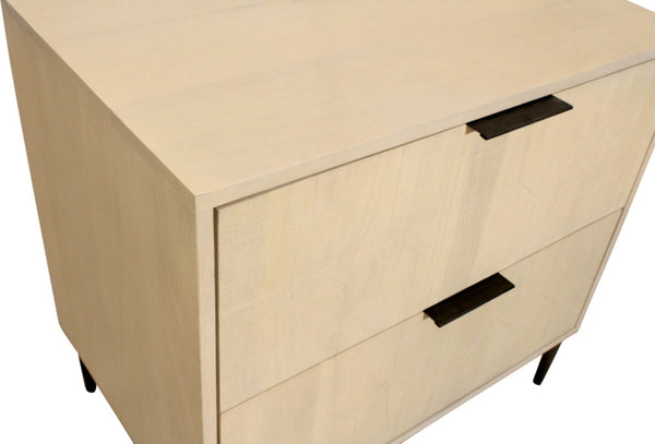 HomeRoots 28" Rustic Solid Wood Nightstand with Two Drawers, Hand-Carved Details, Vintage Charm & Versatile Use 612088