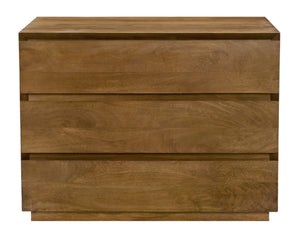HomeRoots 24" Rustic Solid Wood Nightstand with Three Soft-Close Drawers - Vintage Tan Finish for Versatile Storage 612089