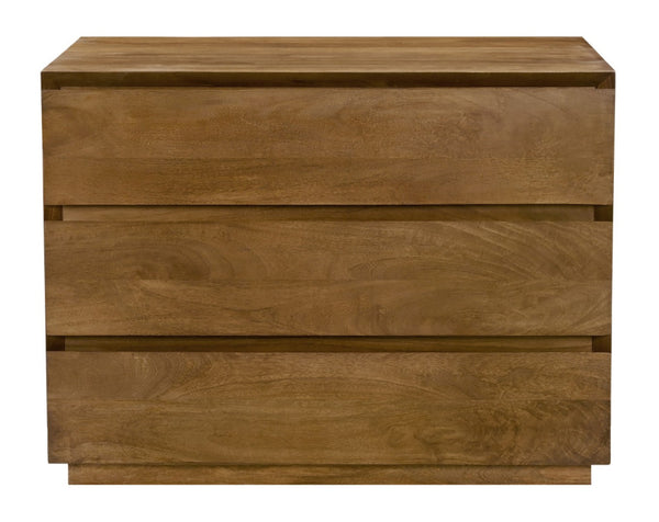 HomeRoots 24" Rustic Solid Wood Nightstand with Three Soft-Close Drawers - Vintage Tan Finish for Versatile Storage 612089
