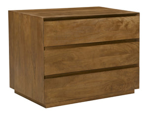 HomeRoots 24" Rustic Solid Wood Nightstand with Three Soft-Close Drawers - Vintage Tan Finish for Versatile Storage 612089