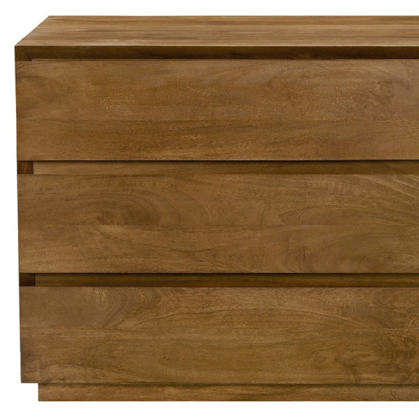 HomeRoots 24" Rustic Solid Wood Nightstand with Three Soft-Close Drawers - Vintage Tan Finish for Versatile Storage 612089