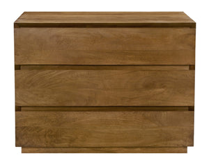 HomeRoots 24" Rustic Solid Wood Nightstand with Three Soft-Close Drawers - Vintage Tan Finish for Versatile Storage 612089