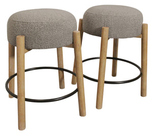 HomeRoots Set of Two Stylish Gray and Natural Wood Backless Bar Stools for Modern Kitchen & Dining Spaces 612091