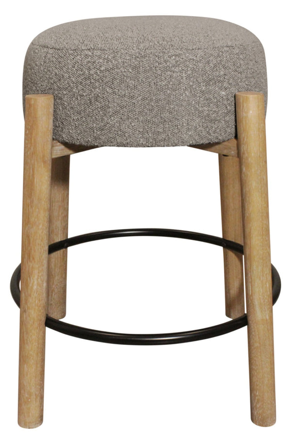HomeRoots Set of Two Stylish Gray and Natural Wood Backless Bar Stools for Modern Kitchen & Dining Spaces 612091